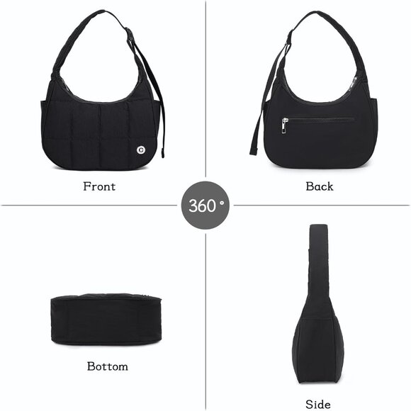 Puffer Shoulder Bag Nylon Small Crossbody with Adjustable Strap for Women - Picture 6 of 7